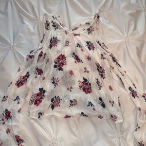 White flowy cold shoulder floral top Hollister size XS
